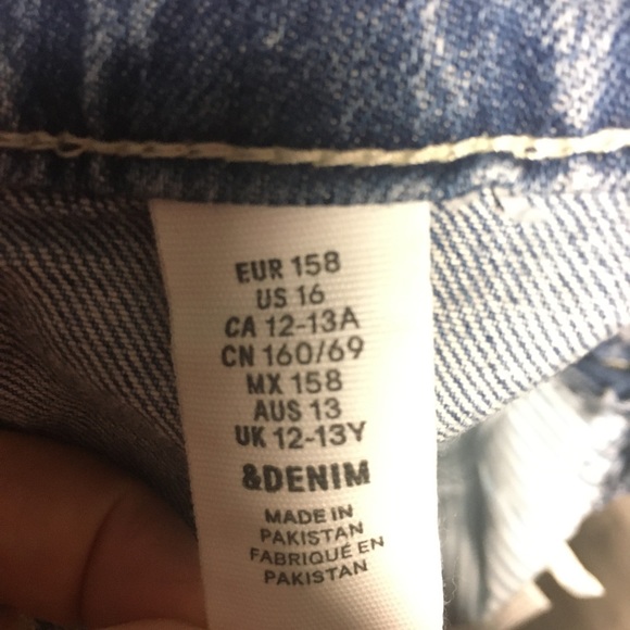 H&M Distressed Blue Denim Overall Jean Shorts - Picture 9 of 12